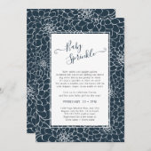 Elegant Bloemen Lijst Navy Baby Sprinkle Invitatio Kaart (Voorkant / Achterkant)
