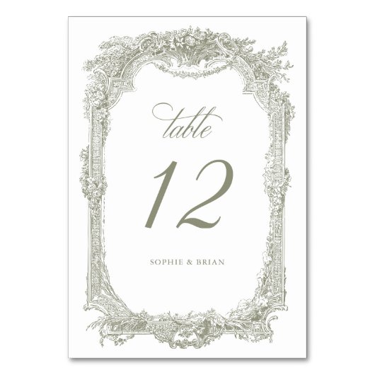  Elegant Bloemen Lijst Ornament Sage Bruiloft Kaart (Achterkant)