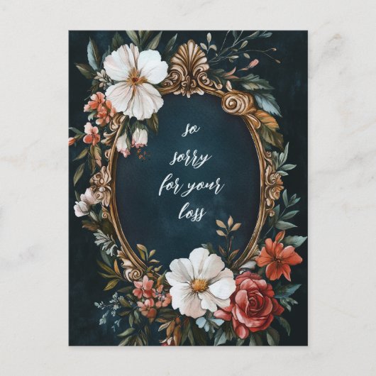 Elegant Bloemen Lijst  Sorry voor uw verlies Briefkaart (Voorkant)