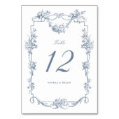  Elegant Bloemen Lijst Stoffig Blauw Bruiloft Kaart (Achterkant)