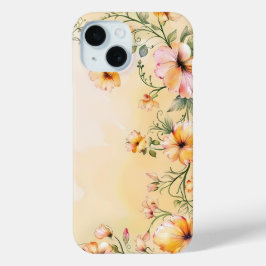 Elegant Bloemen Lijst Waterverf Telefoonhoes iPhone 15 Case