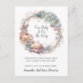Elegant Bloemen Lijst Zwangerschapsaankondiging Aankondigingskaart