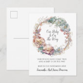 Elegant Bloemen Lijst Zwangerschapsaankondiging Aankondigingskaart (Voorkant / Achterkant)