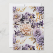 Elegant Bloemen Lila Paarse Gouden Bruiloft Kaart (Achterkant)