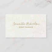 Elegant Bloemen Lineart Patroon Beige Goud Visitekaartje (Voorkant)