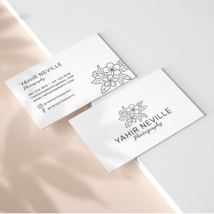 Elegant Bloemen Logo Zwart & Wit Visitekaartje