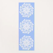 Elegant Bloemen Mandala Wit en Blauw Yogamat (Voorkant)