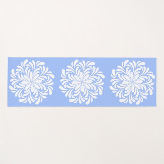 Elegant Bloemen Mandala Wit en Blauw Yogamat (Voorkant (horizontaal))