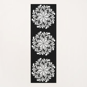 Elegant Bloemen Mandala Wit en Zwart Yogamat (Voorkant)