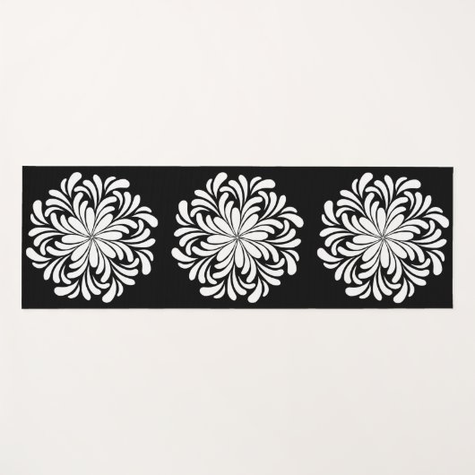 Elegant Bloemen Mandala Wit en Zwart Yogamat (Voorkant (horizontaal))