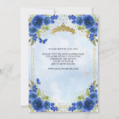 Elegant Bloemen Marine Blauw Goud Tiara Quinceañer Kaart (Achterkant)