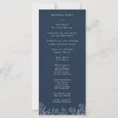 Elegant Bloemen Marine Blauw Huwelijksprogramma (Achterkant)