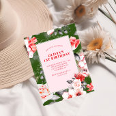 Elegant Bloemen Meisjes 1e Verjaardag Kaart