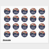 Elegant Bloemen Midnight Blue Baby Meisje Aqiqah Ronde Sticker (Vel)