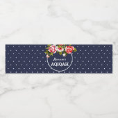 Elegant Bloemen Midnight Blue Baby Meisje Aqiqah Waterfles Etiket (Enkel label)