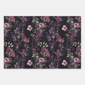 Elegant Bloemen Midnight Garden Roze Paarse Inpakpapier Vel (Voorkant 3)