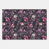 Elegant Bloemen Midnight Garden Roze Paarse Inpakpapier Vel (Voorkant 2)