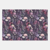 Elegant Bloemen Midnight Garden Roze Paarse Inpakpapier Vel (Voorkant)