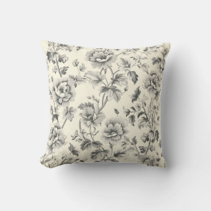 Elegant  Bloemen Monochroom Patroon Kussen