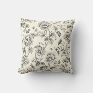 Elegant Bloemen Monochroom Patroon Kussen