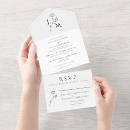 Elegant Bloemen Monogram Alles in Een Bruiloft Uit All In One Uitnodiging