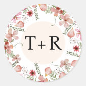 Elegant Bloemen Monogram Bruiloft Envelop Stickers (Voorkant)
