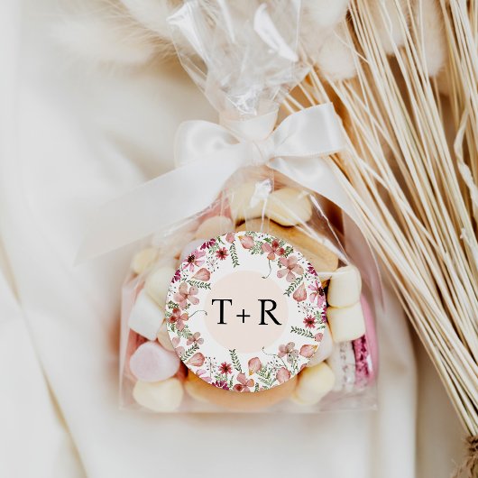 Elegant Bloemen Monogram Bruiloft Envelop Stickers