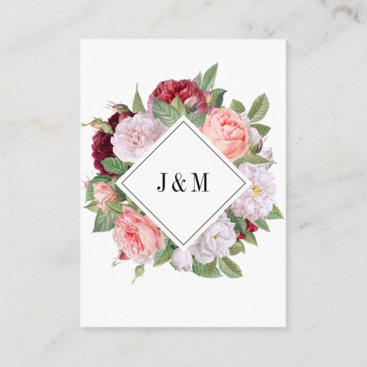 Elegant Bloemen Monogram Bruiloft QR Code RSVP Informatiekaartje (Achterkant)