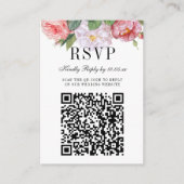 Elegant Bloemen Monogram Bruiloft QR Code RSVP Informatiekaartje (Voorkant)
