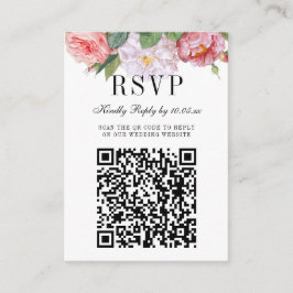 Elegant Bloemen Monogram Bruiloft QR Code RSVP Informatiekaartje