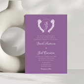 Elegant Bloemen Monogram Lavendel Bruiloft Kaart