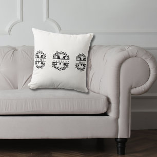Elegant Bloemen Monogram met Tekst: MAMÁ & Naam Kussen