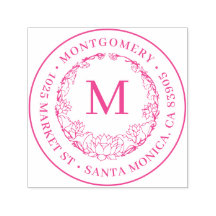 Elegant Bloemen Monogram Rond Terugkeeradres