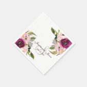 Elegant Bloemen Monogram Rustieke Bruiloft Servet (Hoek)
