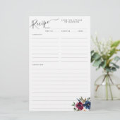 Elegant Bloemen Navy Blue Bourgondië Rood Recept K (Staand voorkant)