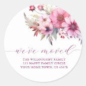Elegant Bloemen Nieuw Adres Ronde Sticker (Voorkant)