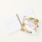 Elegant Bloemen Notitieboek in Frans Roze (Binnen)