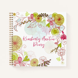 Elegant Bloemen Notitieboek in Frans Roze