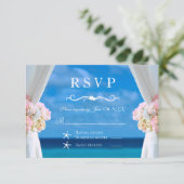 Elegant Bloemen Ocean Beach Zomer bruiloft RSVP (Staand voorkant)