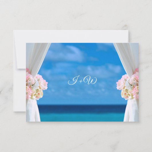 Elegant Bloemen Ocean Beach Zomer bruiloft RSVP (Achterkant)