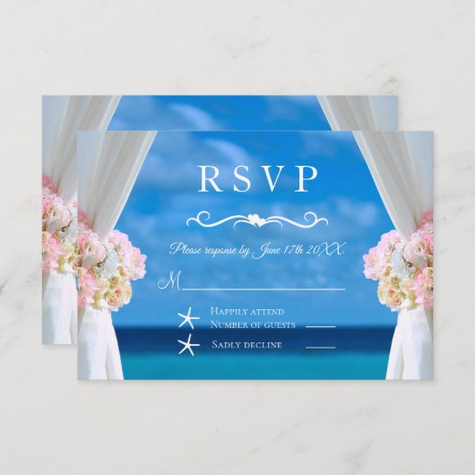 Elegant Bloemen Ocean Beach Zomer bruiloft RSVP (Voorkant / Achterkant)