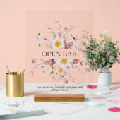 Elegant Bloemen Open Bar Teken Acryl Bord (Huwelijk)