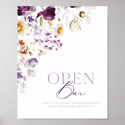 Elegant Bloemen Open Bar Teken Poster (Voorkant)