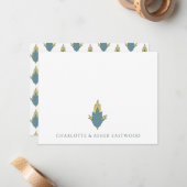 Elegant Bloemen Ornament Bruiloft Notitiekaartje (Voorkant / Achterkant in situ)