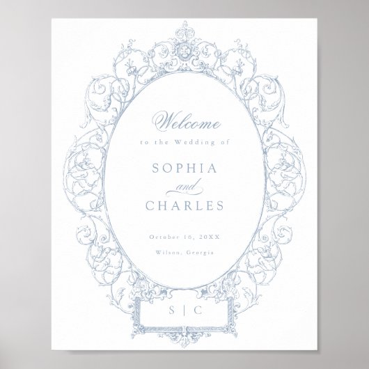 Elegant  Bloemen Ornament Bruiloft Welkom Poster (Voorkant)