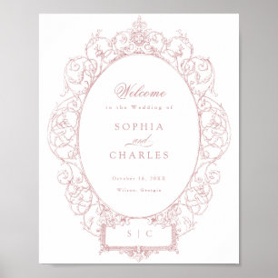Elegant Bloemen Ornament Bruiloft Welkom Poster
