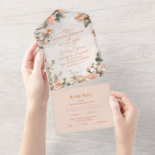 Elegant Bloemen  Ornament Lijst Bruiloft All In One Uitnodiging (Afscheurbaar)