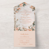 Elegant Bloemen  Ornament Lijst Bruiloft All In One Uitnodiging (Binnen)