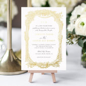 Elegant Bloemen  Ornament Lijst Bruiloft Goud Folie Uitnodiging