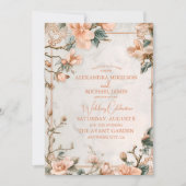 Elegant Bloemen  Ornament Lijst Bruiloft Kaart (Voorkant)